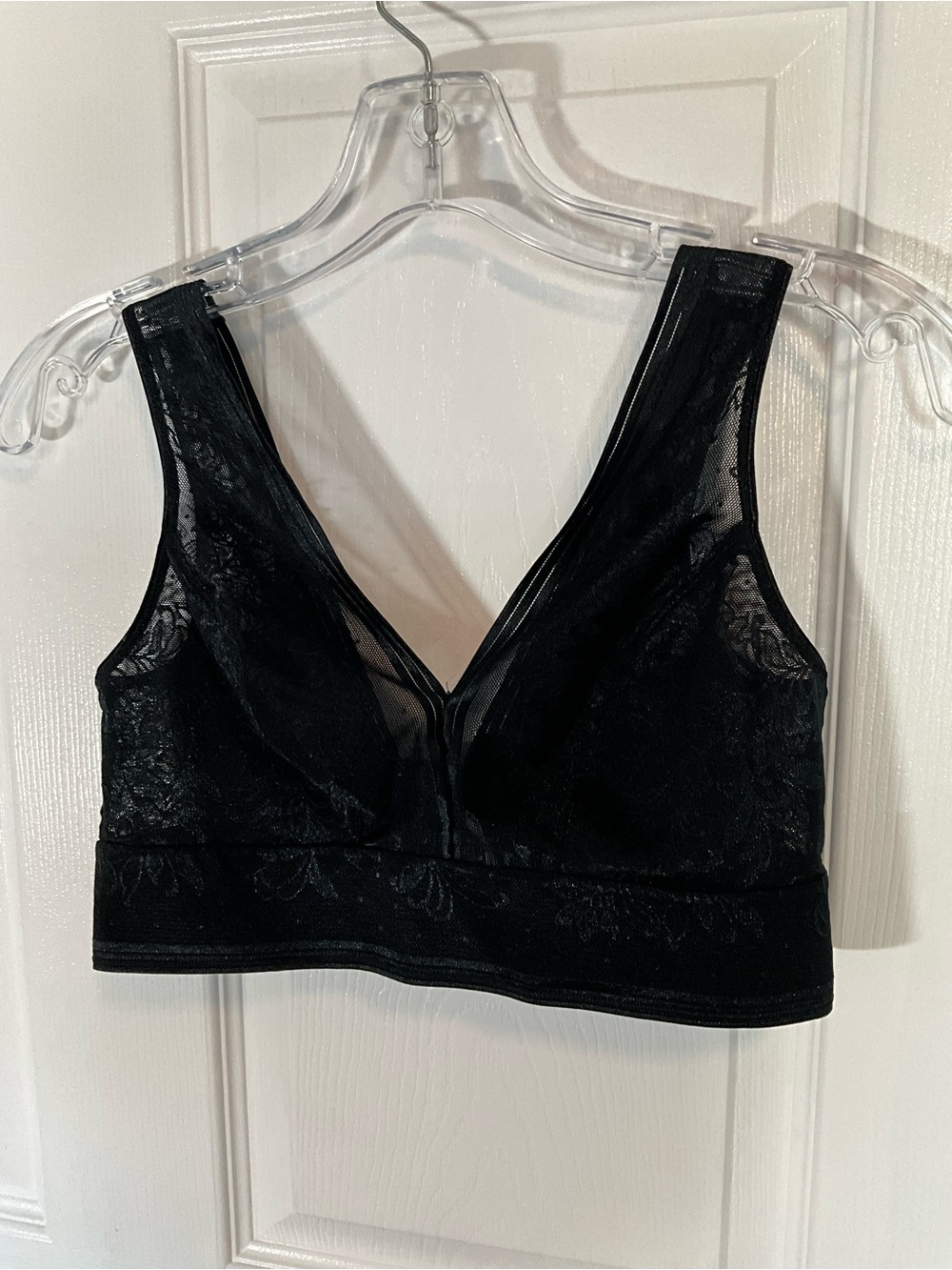 Wacoal Black Lace Bralette with Sheer V-Neck Size 34 #810340